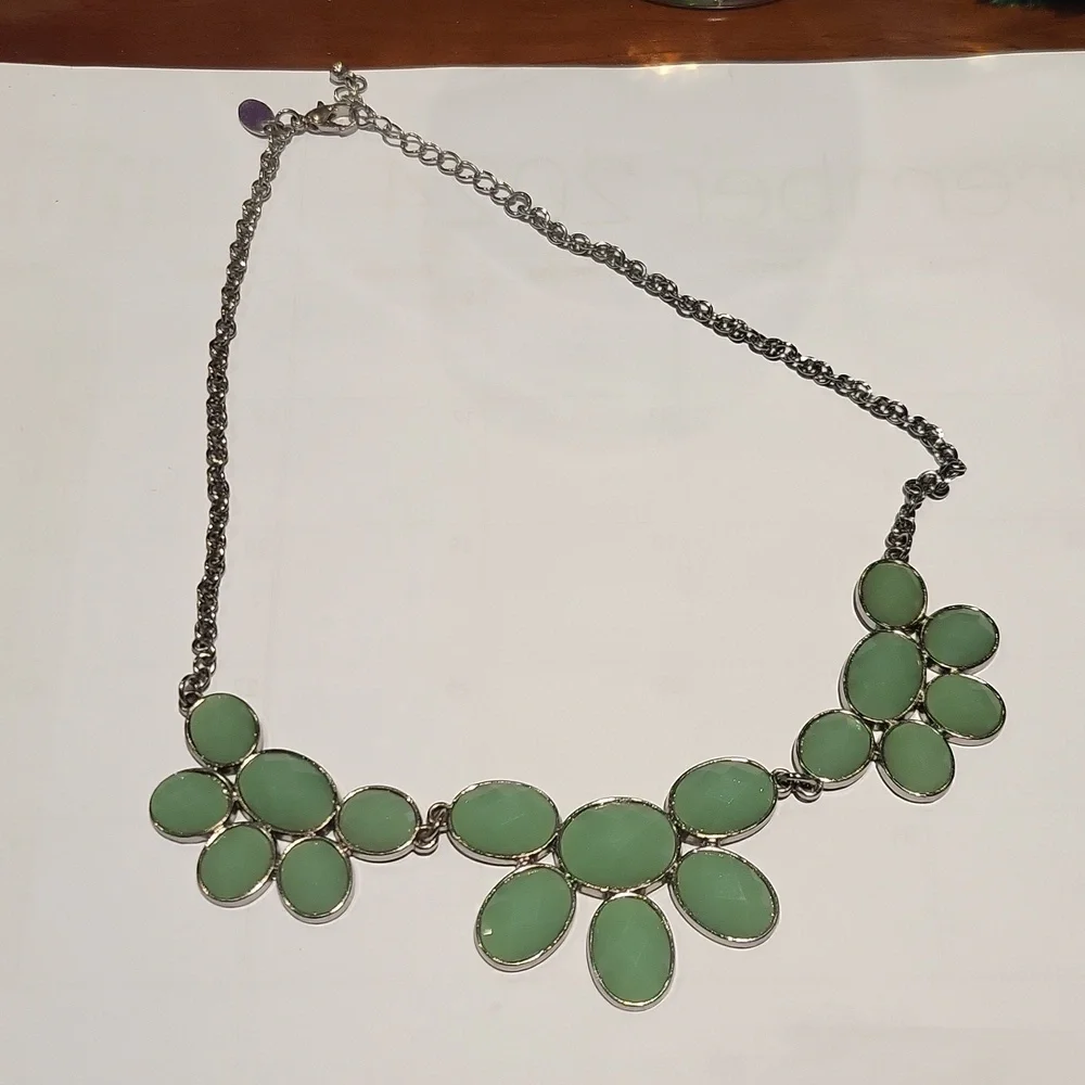 Teal green silver necklace - Picture 1 of 2